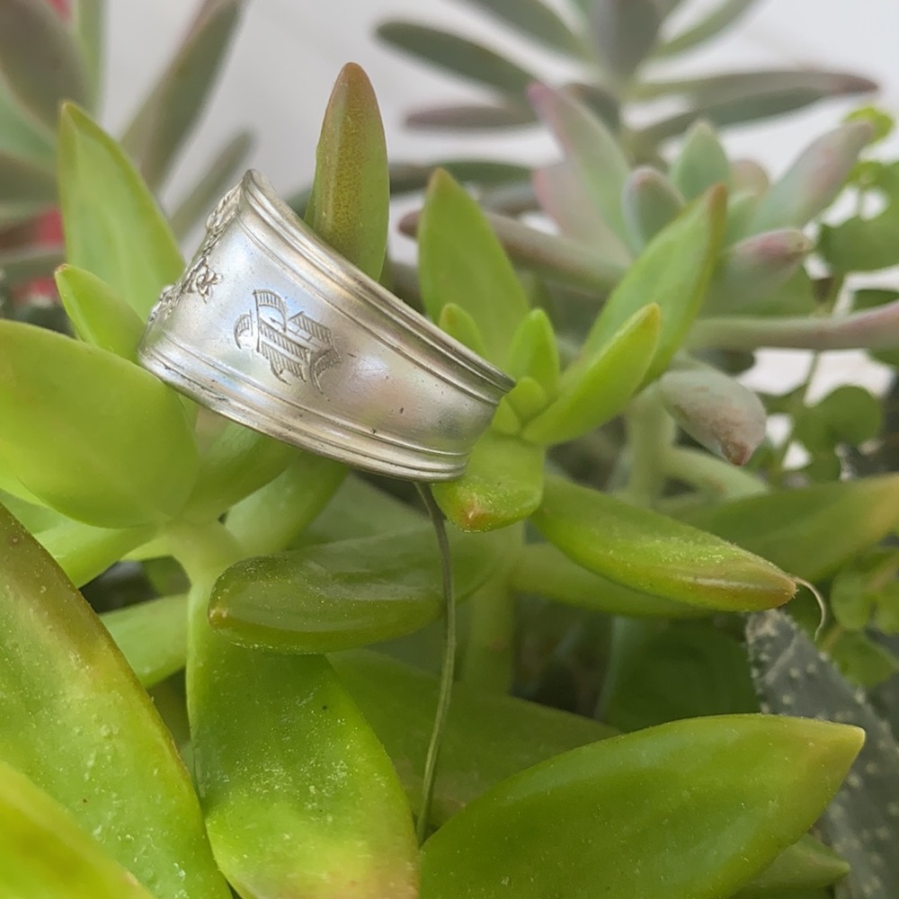 Vintage Handmade Spoon Ring Initial B - image 4